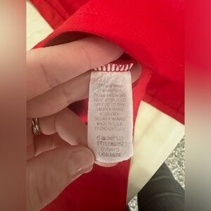 Red pencil skirt with a slit